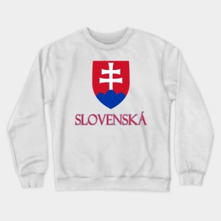 Slovakia - Coat of Arms Design (Slovak Text) Crewneck Sweatshirt